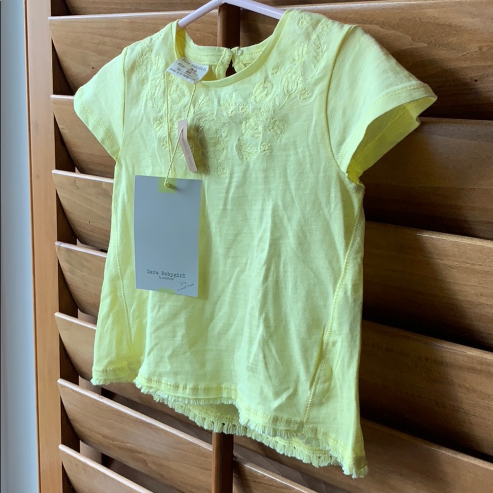 Zara BabyGirl Floral & Fringes Cotton Tee